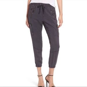 Pam & Gela Zippered Pocket Cargo Tencel Joggers Crop Pants Minimalist Capsule S